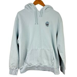 Suspicious Antwerp Baby Blue Skull Logo Hoodie Sweatshirt XL Embroidered Patch